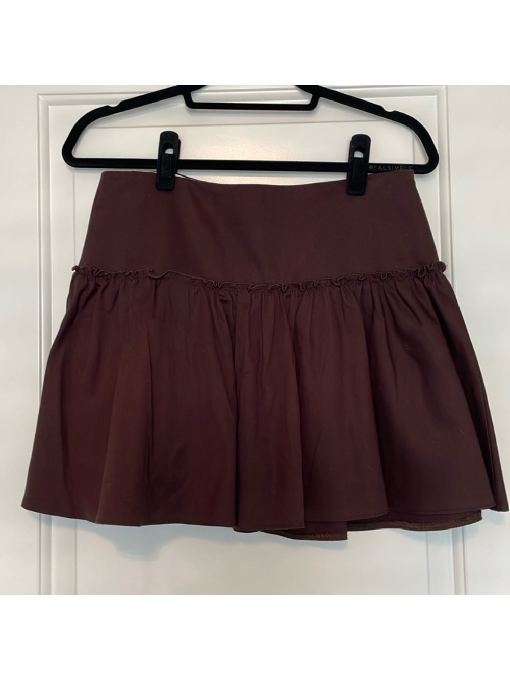 Simple Chocolate Brown A-Line Ruffled Mini Skirt